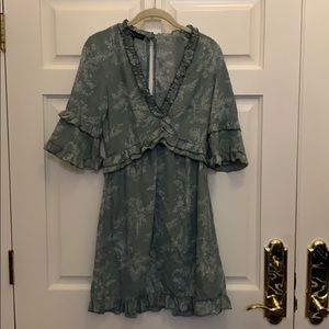 NWT Parisian ruffle dress in green fern print